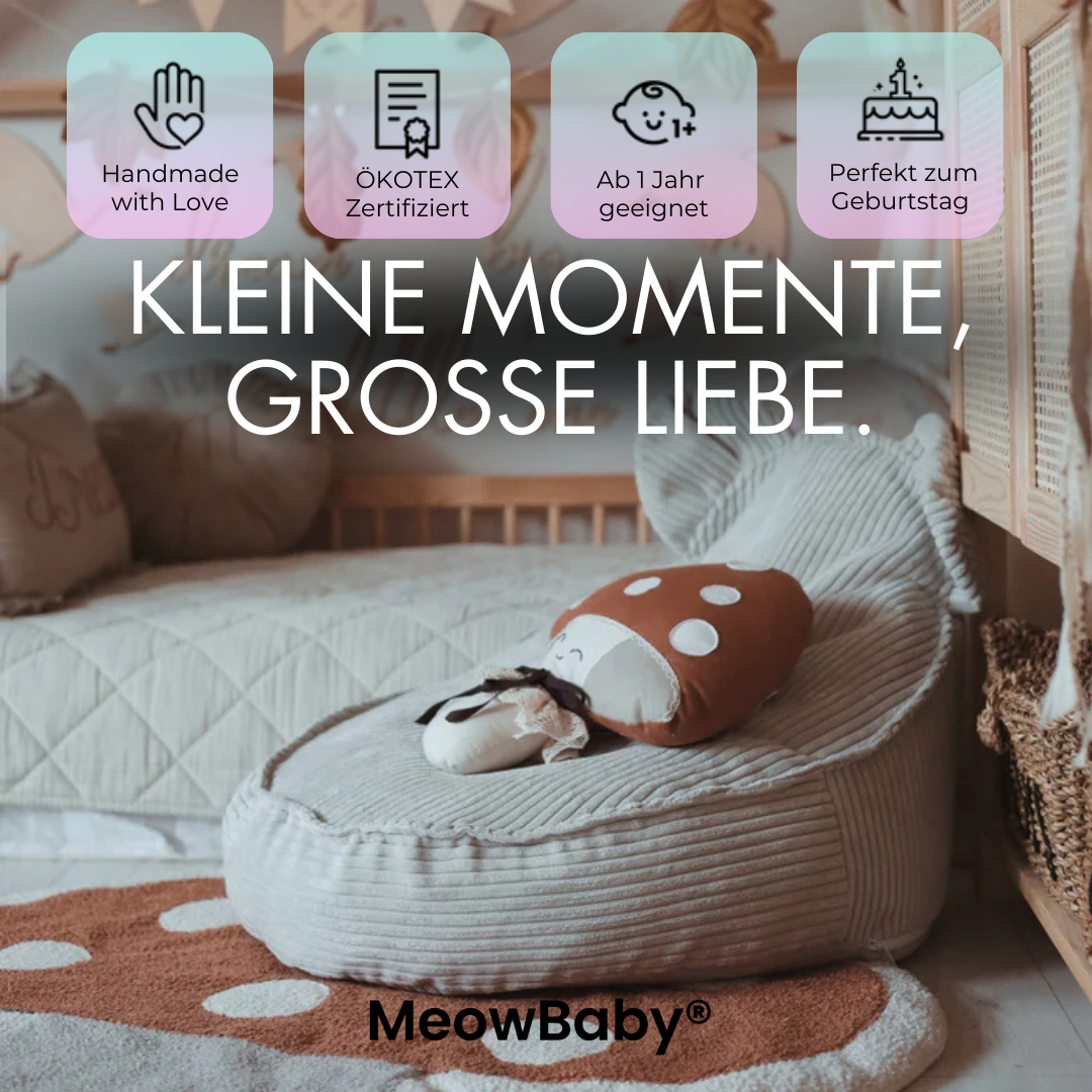 MeowBaby Beanbag Aesthetic Cord Bear - ecru/beige