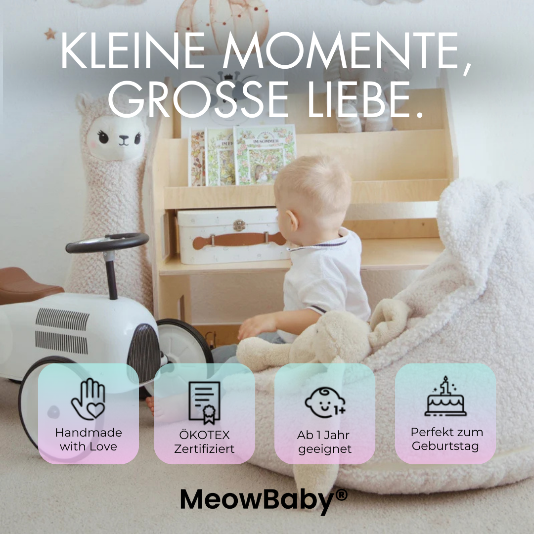 MeowBaby Beanbag Bearly Bear - cream/white