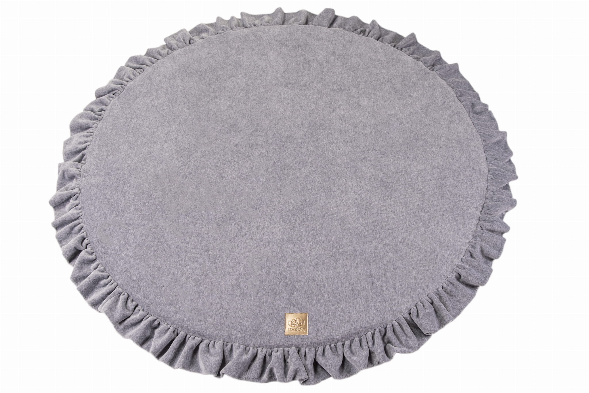 MeowBaby Velvet Play Mat with Flounce 100cm - Light Grey