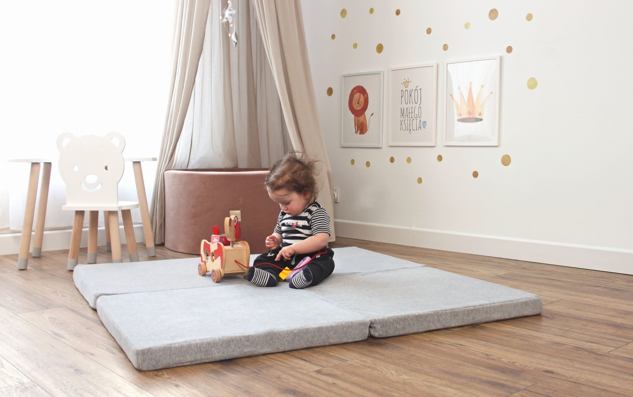 MeowBaby Spielmatte Velvet eckig 120x120cm - Hellgrau