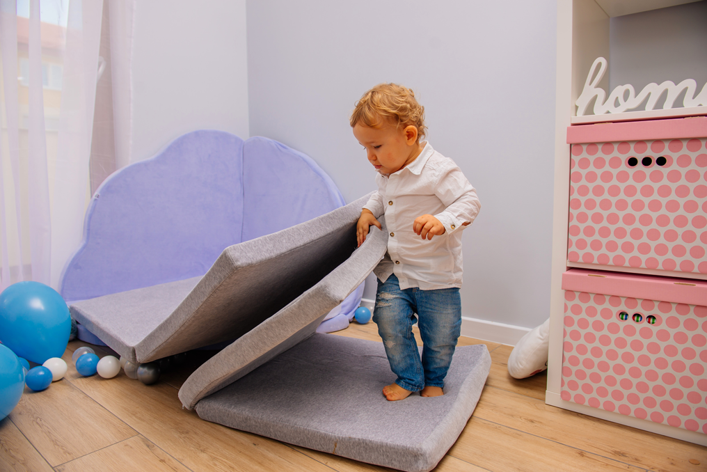 MeowBaby Spielmatte Velvet eckig 120x120cm - Hellgrau
