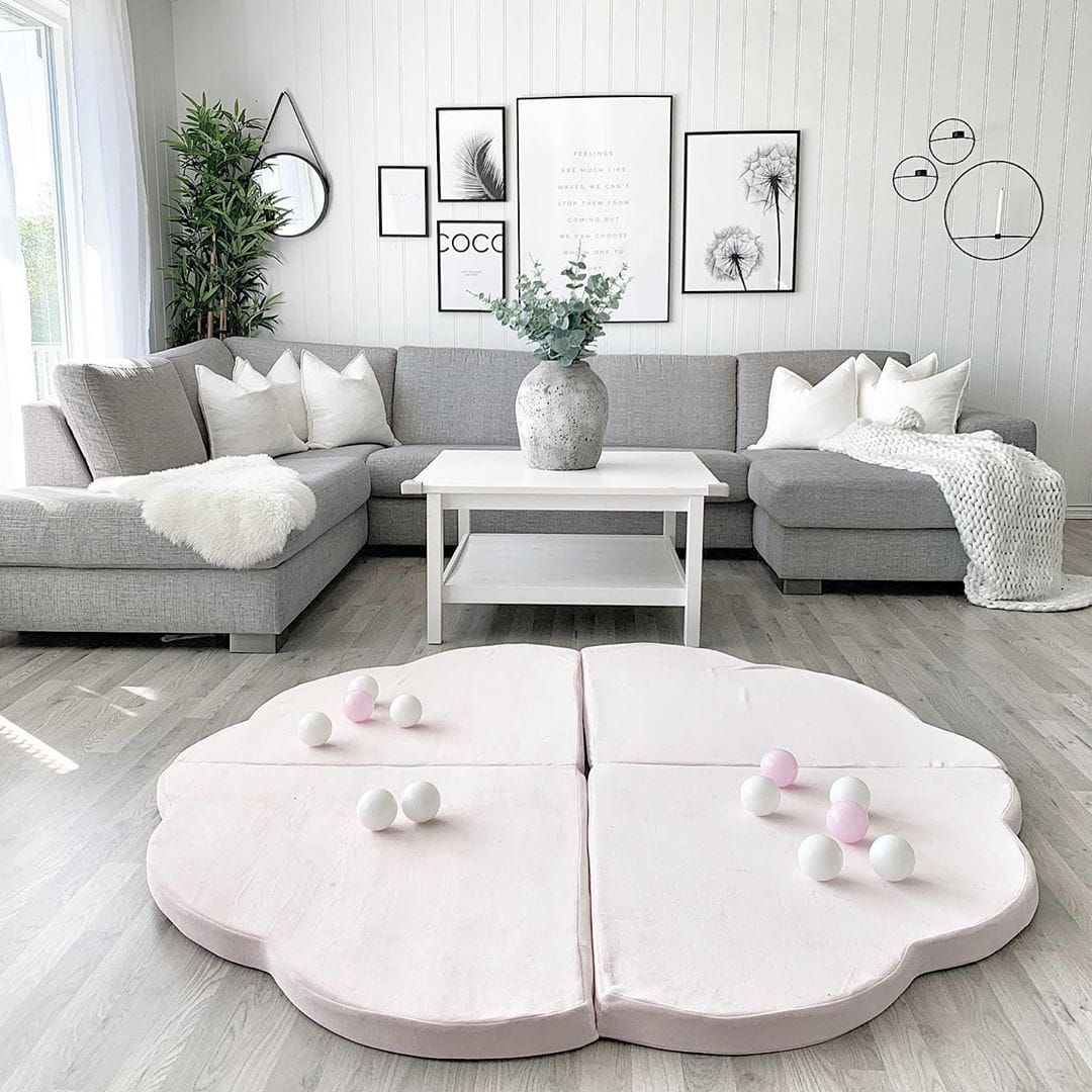 MeowBaby Play Mat Cloud Velvet 160x160cm - Light Pink