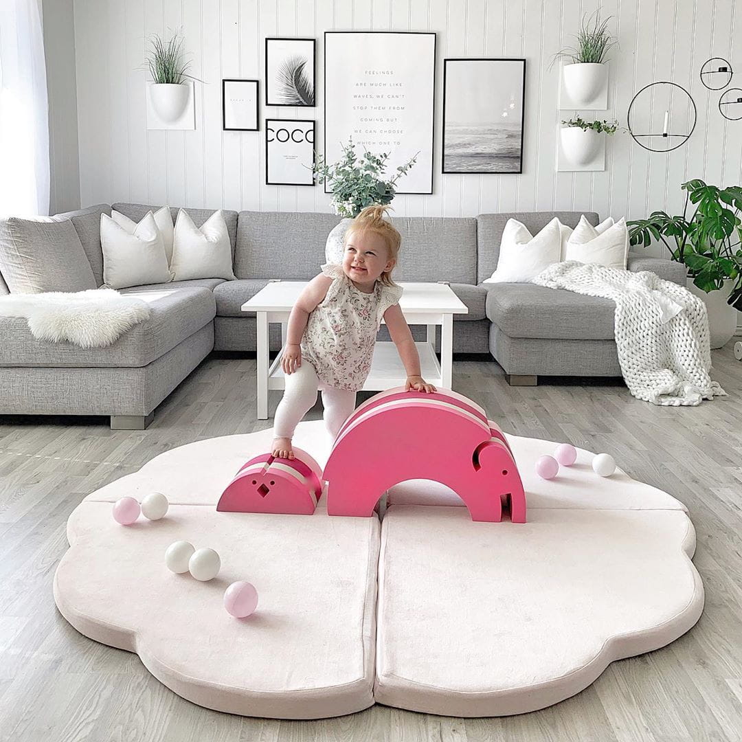 MeowBaby Play Mat Cloud Velvet 160x160cm - Light Pink