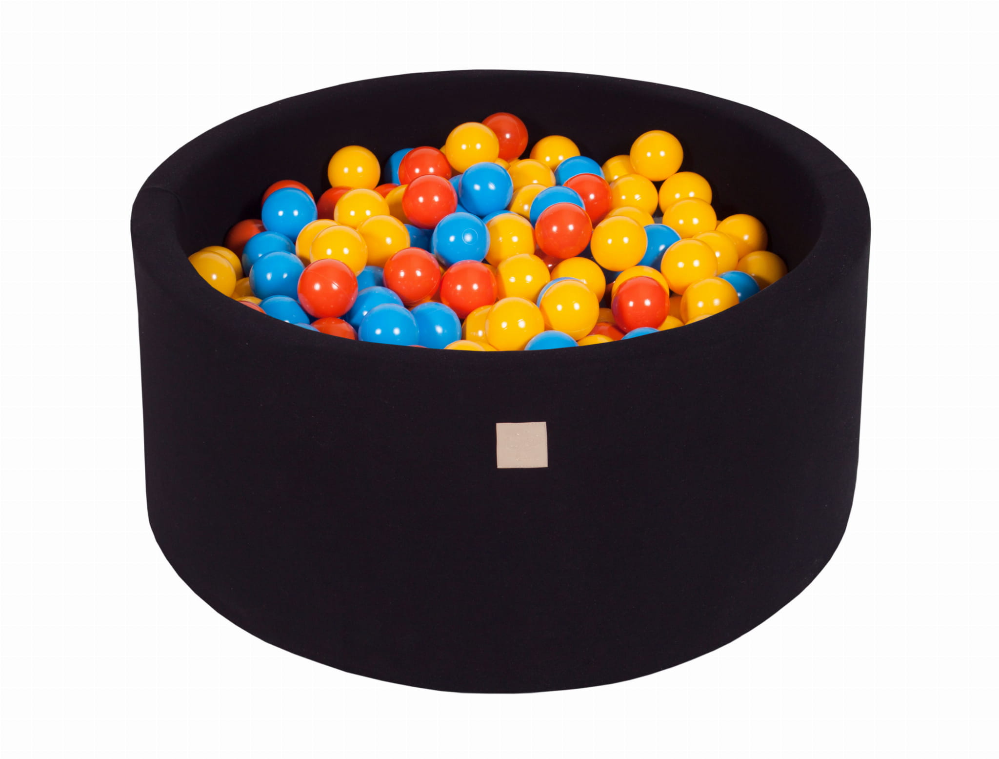 MeowBaby Bällebad Jersey schwarz 90x40 cm, 300 Bälle - Gelb/Orange/Blau
