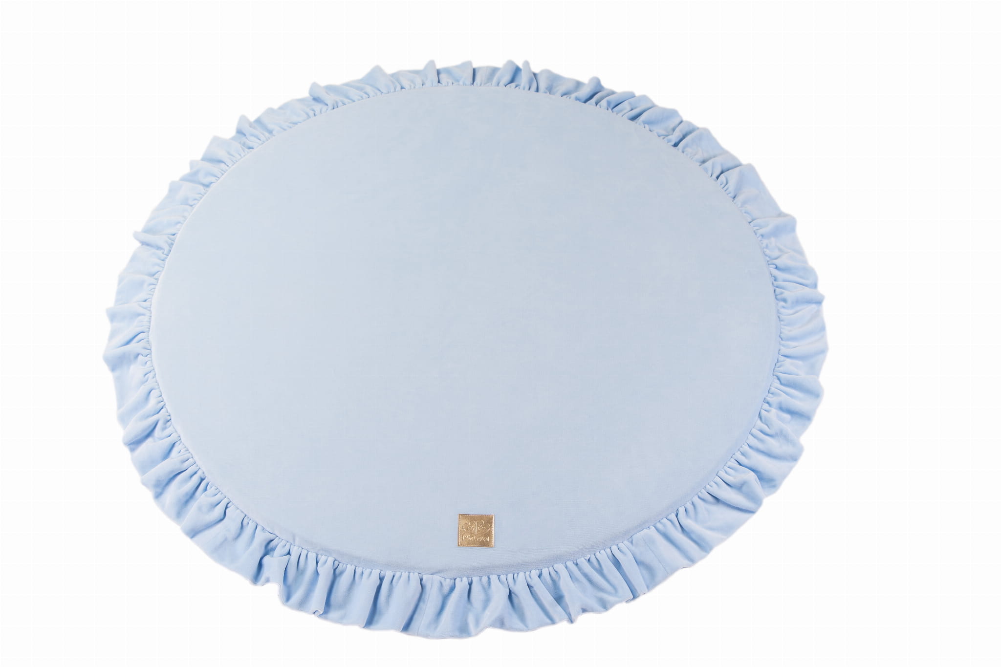 MeowBaby Velvet Play Mat with Flounce 100cm - Sky Blue