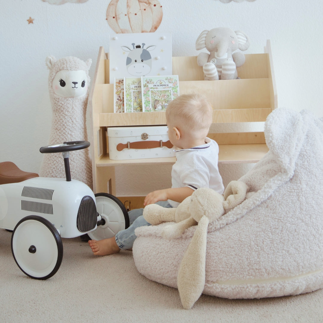 MeowBaby Beanbag Bearly Bear - cream/white