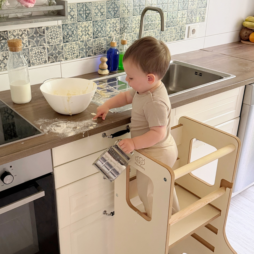 MeowBaby Montessori Küchenhelfer/Lernturm Solid