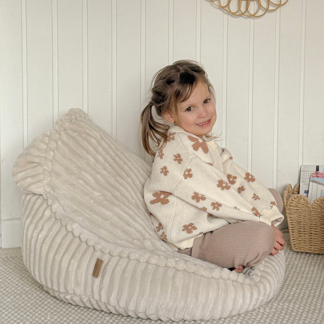 MeowBaby Sitzsack Bär Churros Plüsch-Cord