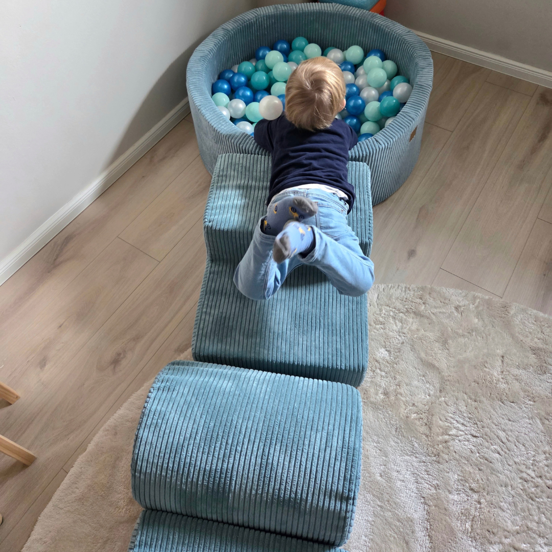 MeowBaby Schaumspielset Ästhetik Cord mit Bällebad, 200 Bälle - eigene Farbauswahl