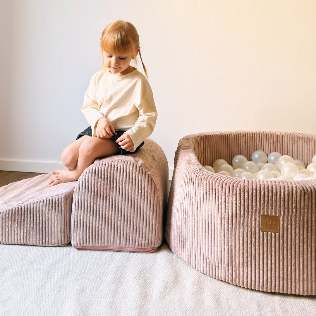 MeowBaby Schaumspielset Ästhetik Cord mit Bällebad, 200 Bälle - eigene Farbauswahl