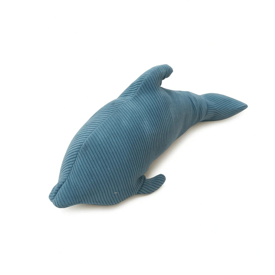 MeowBaby Delphin Kissen für Kinder Cord Premium - türkis