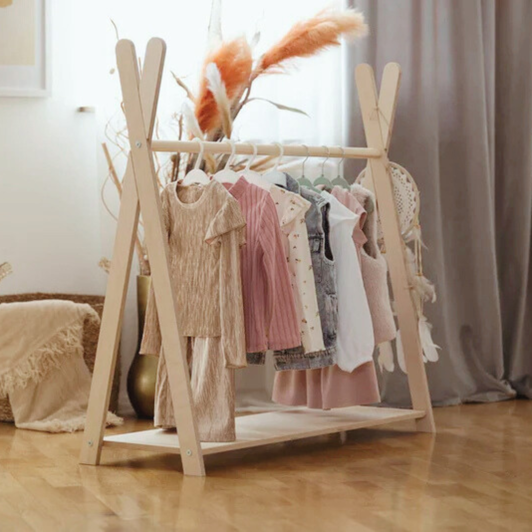 MeowBaby Montessori Tipi Clothes Rack Large - Natural