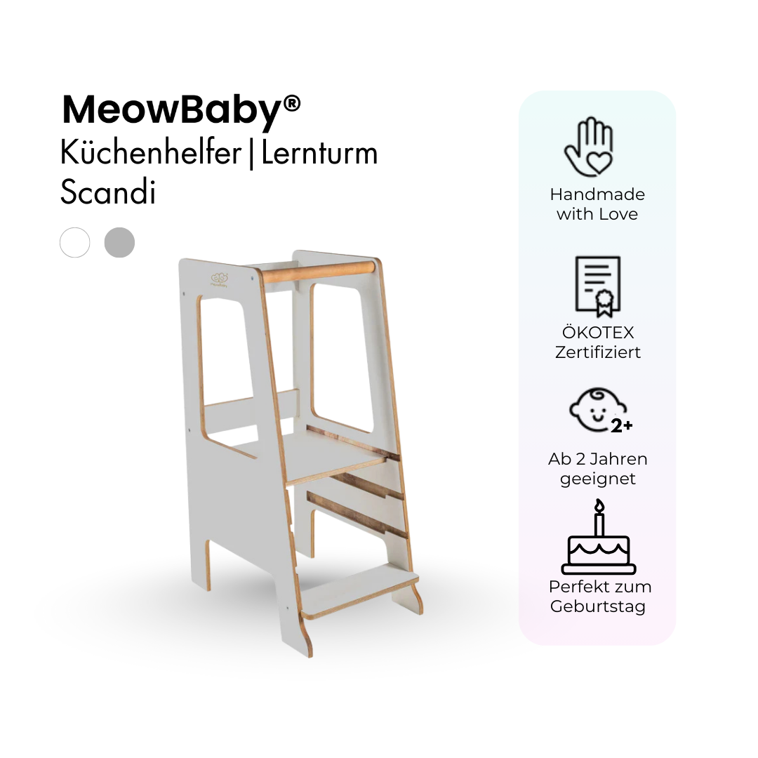 MeowBaby Learning Tower/Kitchen Helper Scandi - White
