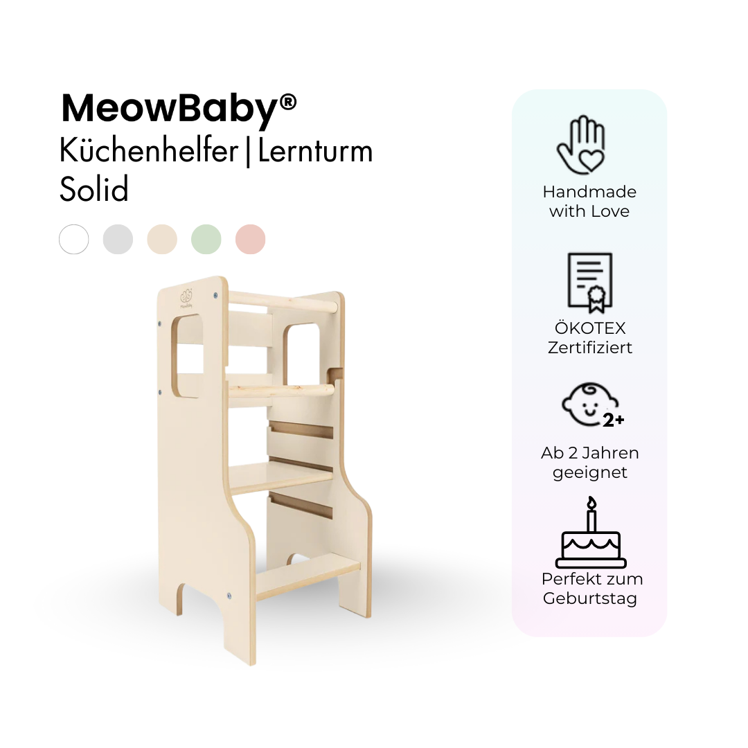 MeowBaby Montessori Küchenhelfer/Lernturm Solid