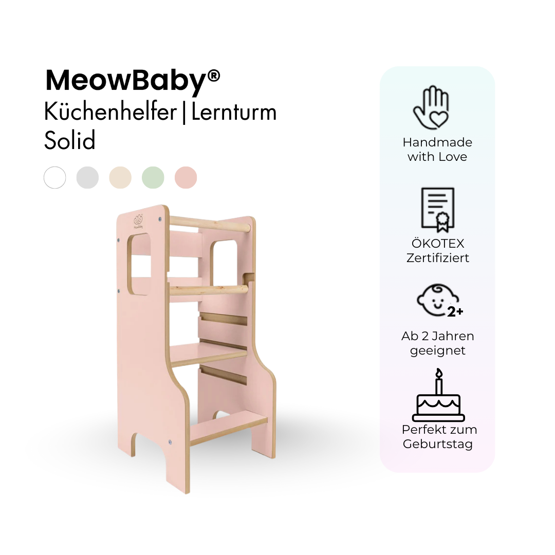MeowBaby Montessori Küchenhelfer/Lernturm Solid