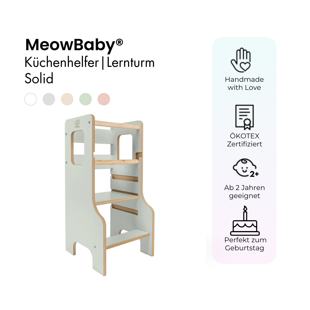 MeowBaby Montessori Küchenhelfer/Lernturm Solid