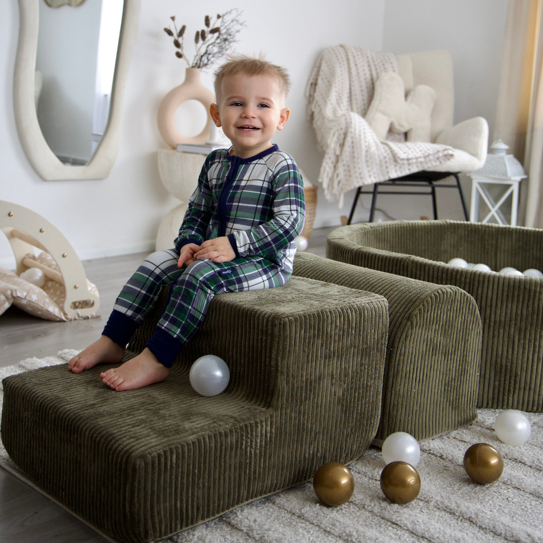 MeowBaby foam play set Aesthetic Cord ecru/beige with ball pit, 200 balls - custom color selection