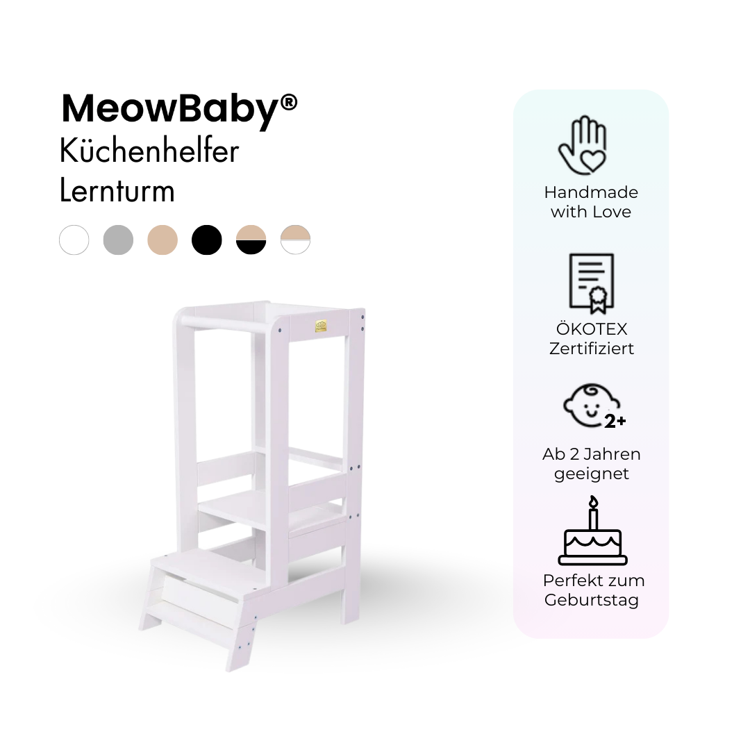 MeowBaby Learning Tower/Kitchen Helper - Natural Wood