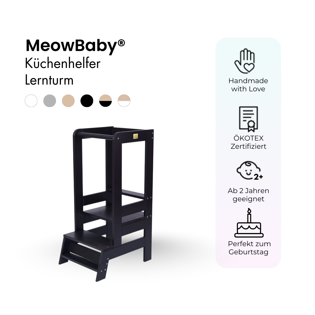 MeowBaby Learning Tower/Kitchen Helper - Natural Wood