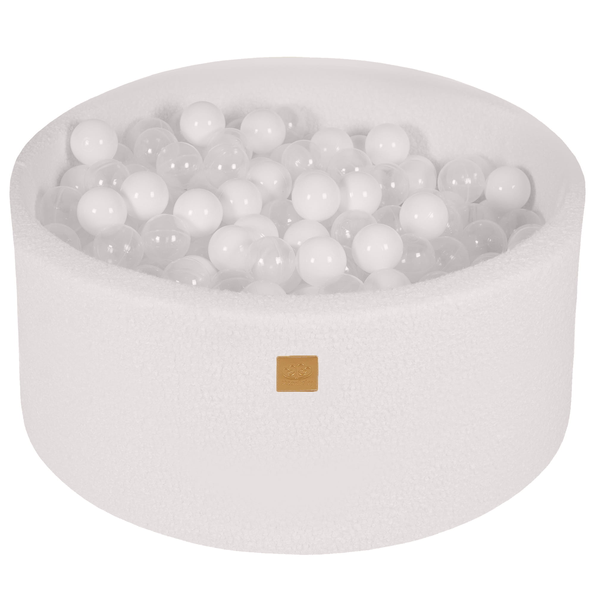MeowBaby Bällebad Bouclé cremé/weiss 90x40 cm, 300 Bälle - eigene Farbauswahl