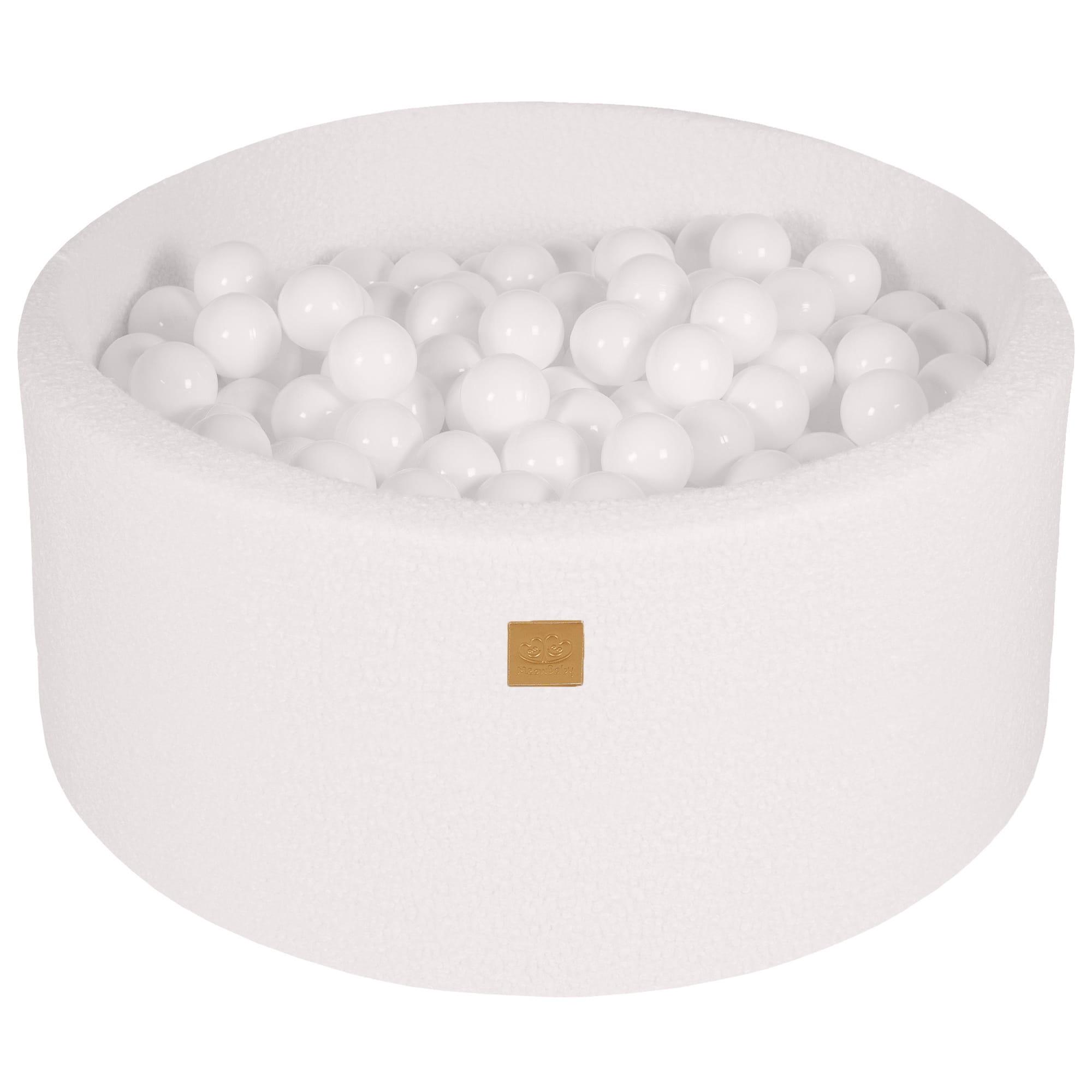 MeowBaby Bällebad Bouclé cremé/weiss 90x40 cm, 300 Bälle - eigene Farbauswahl