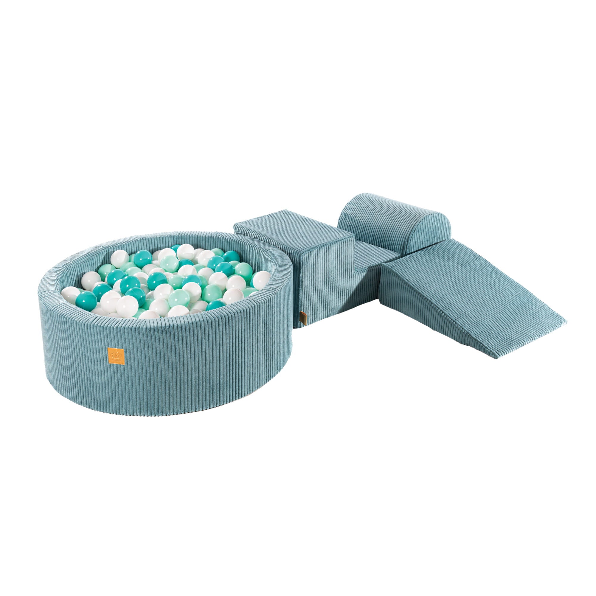 MeowBaby foam play set Aesthetic Cord turquoise with ball pit, 200 balls - mint/turquoise/white