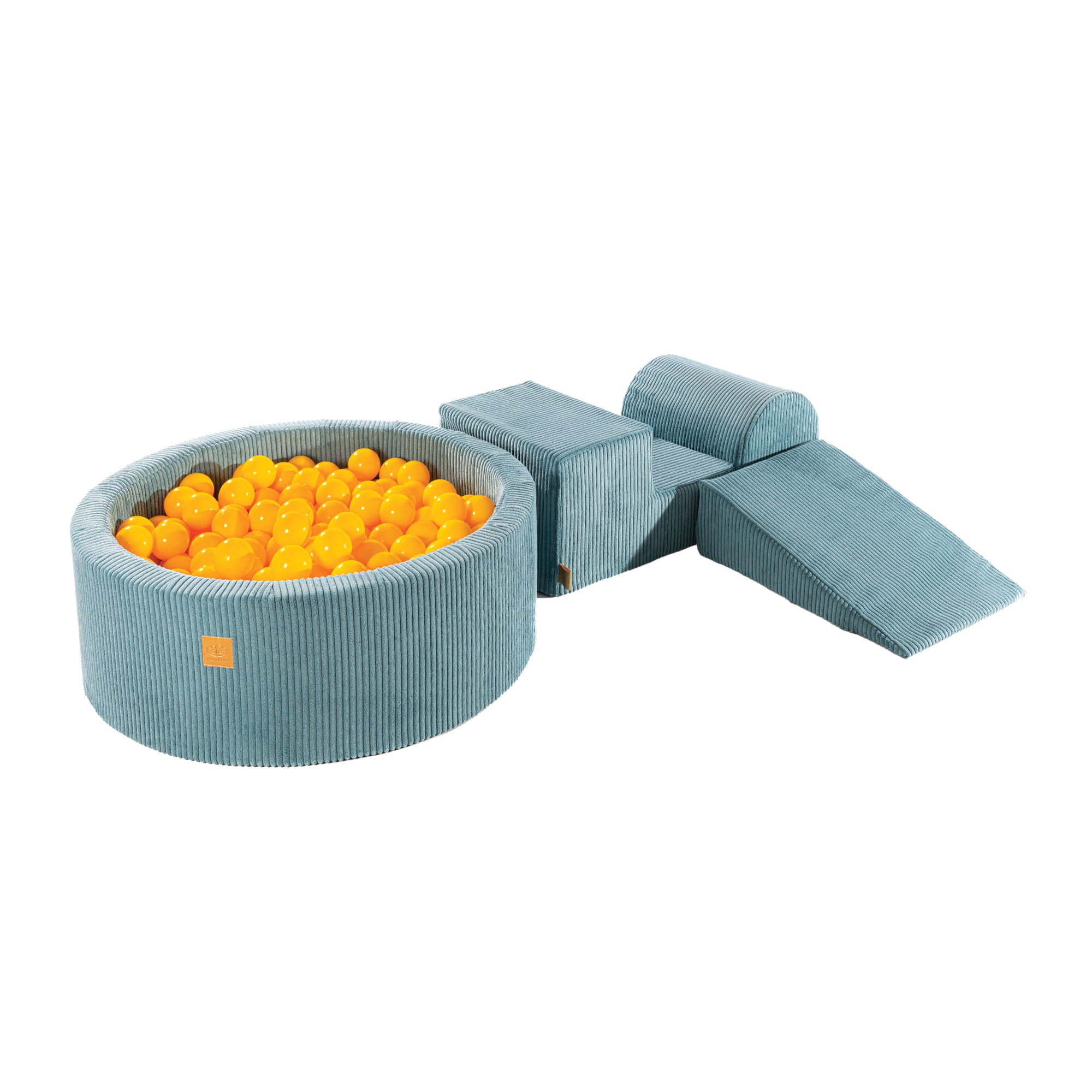 MeowBaby foam play set aesthetic cord turquoise with ball pit, 200 balls - yellow