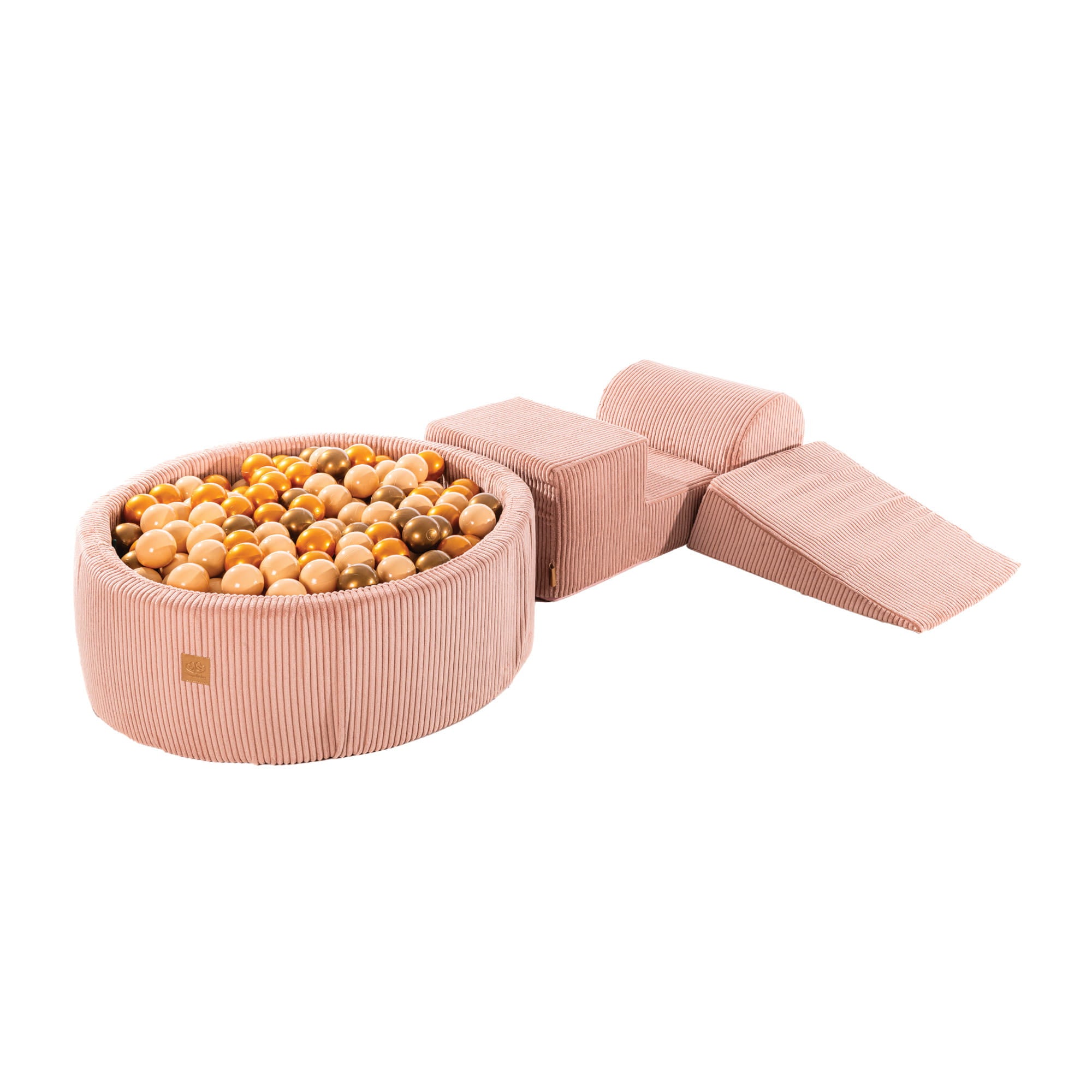 MeowBaby foam play set Aesthetic Cord powder pink with ball pit, 200 balls - beige/gold/platinum