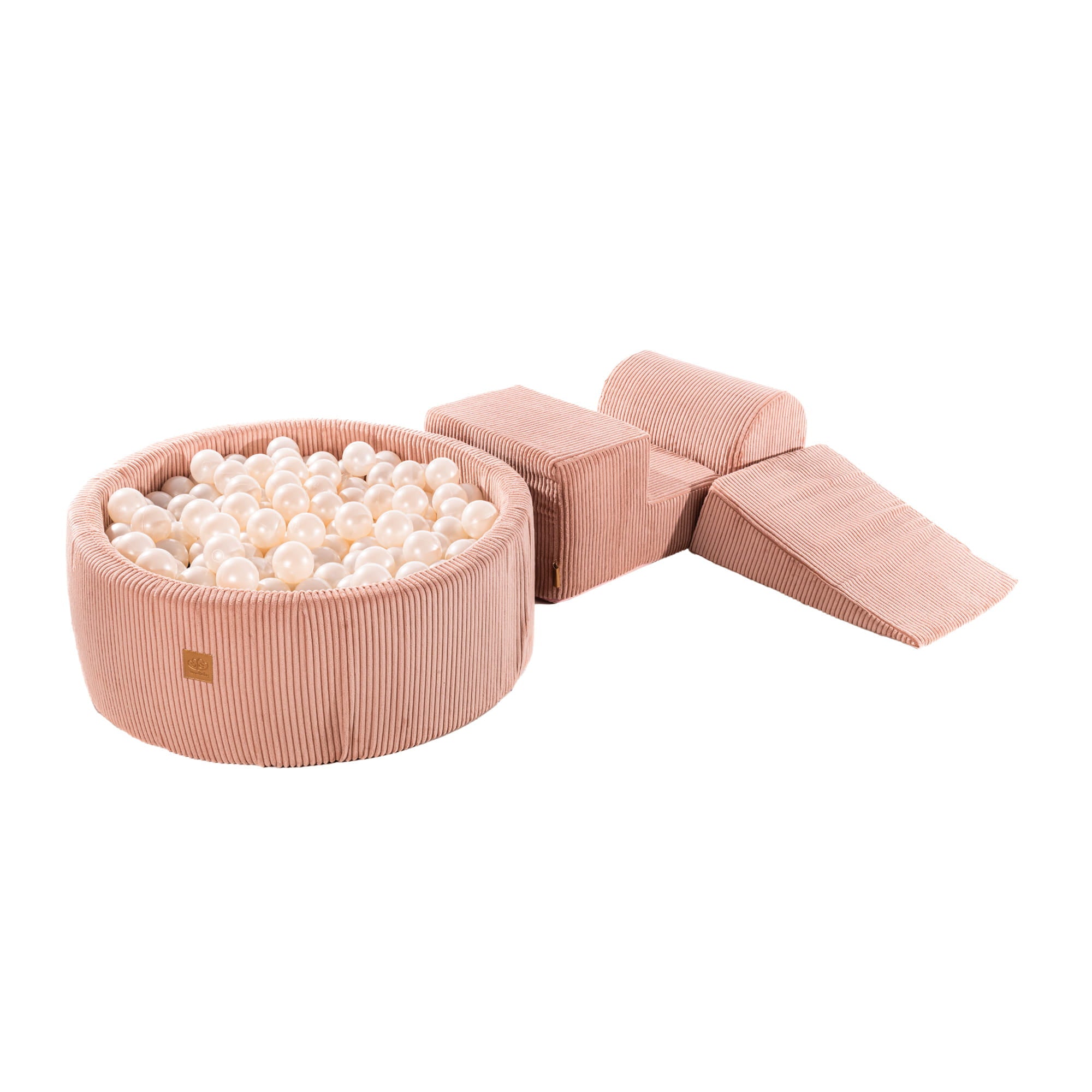 MeowBaby foam play set aesthetic cord powder pink with ball pit, 200 balls - white pearl