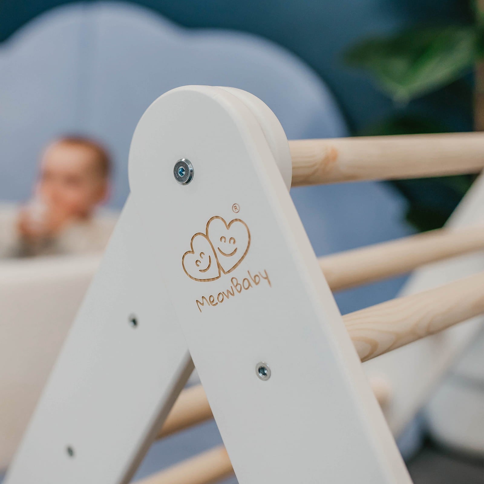 MeowBaby Montessori Pikler Climbing Triangle 60x61 cm - white