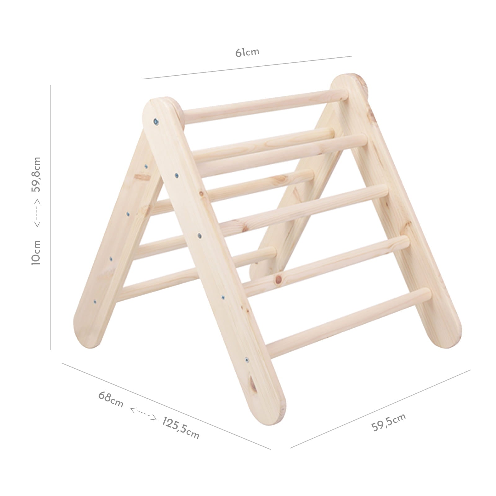 MeowBaby Montessori Kletterdreieck Pikler 60x61 cm - natur