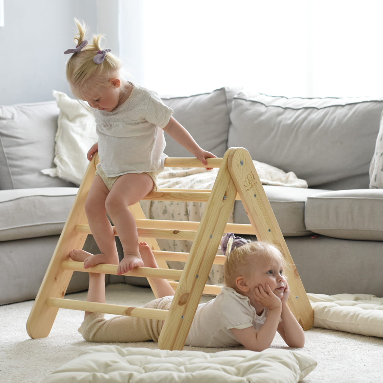 MeowBaby Montessori Kletterdreieck Pikler 60x61 cm - natur