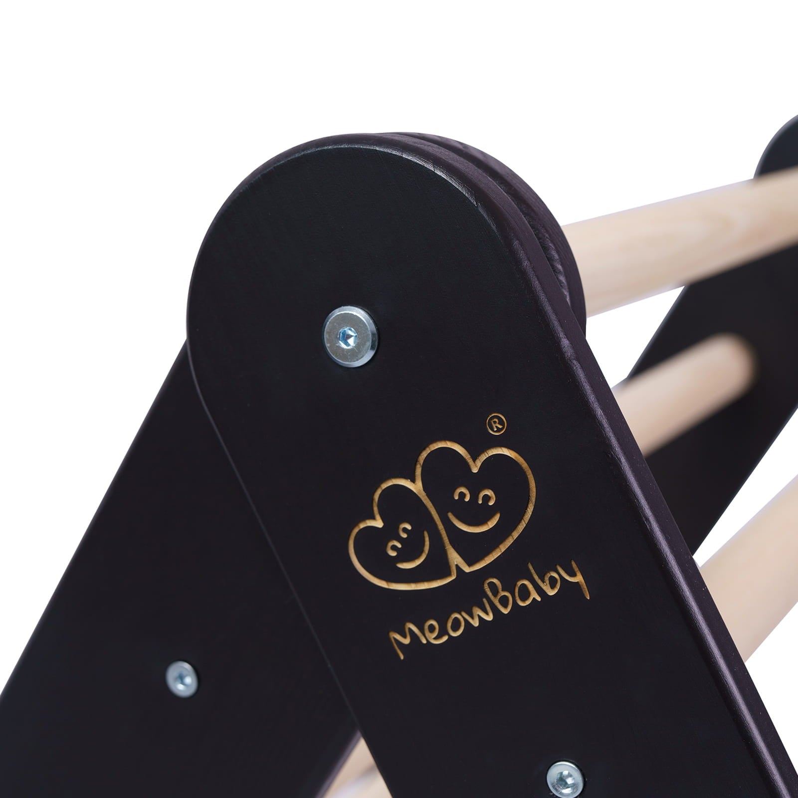 MeowBaby House with foldable children's ladder 60x61 cm - Pink House, Black Ladder