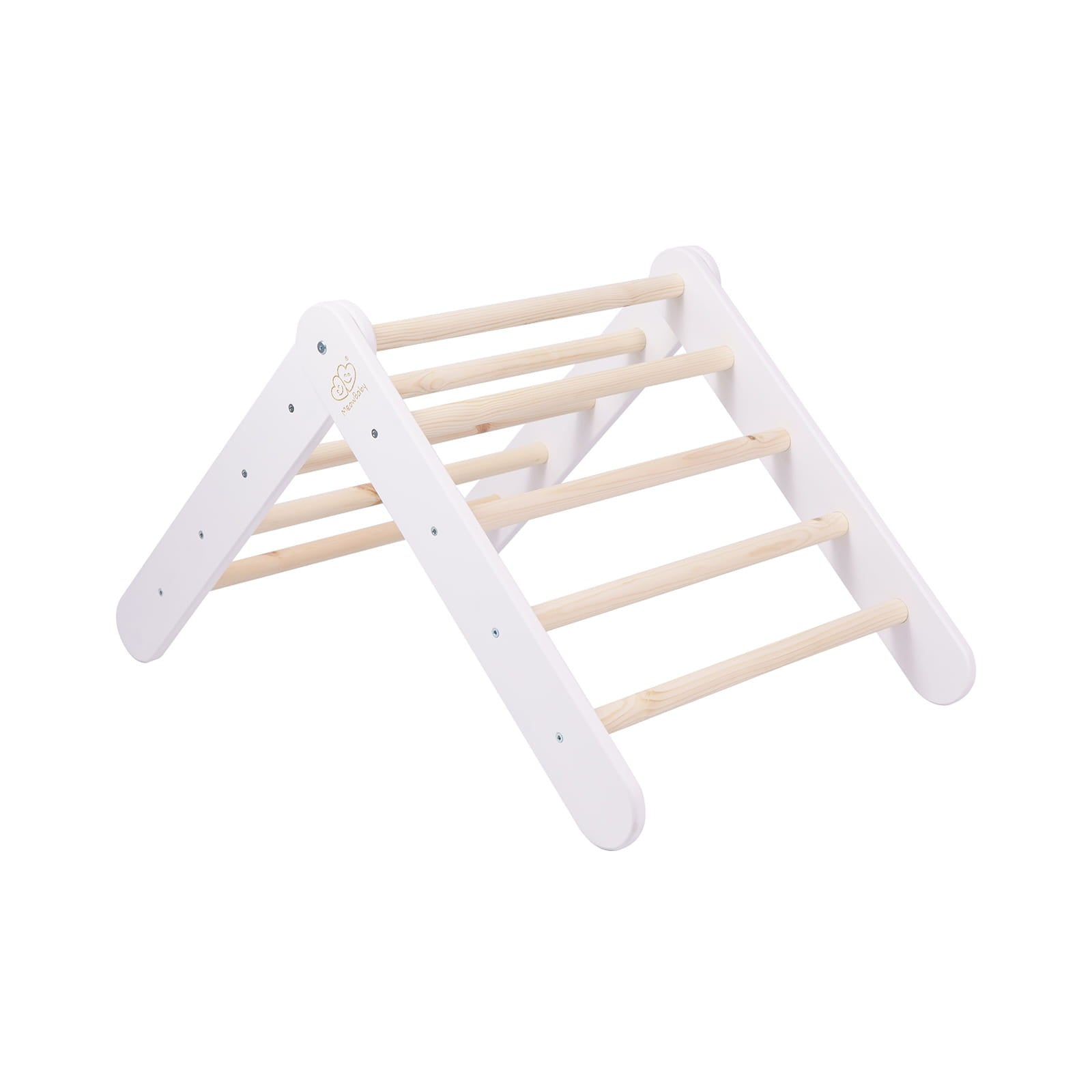 MeowBaby Haus mit faltbarer Kinderleiter 60x61 cm - Graublaues Haus, Leiter Weiß