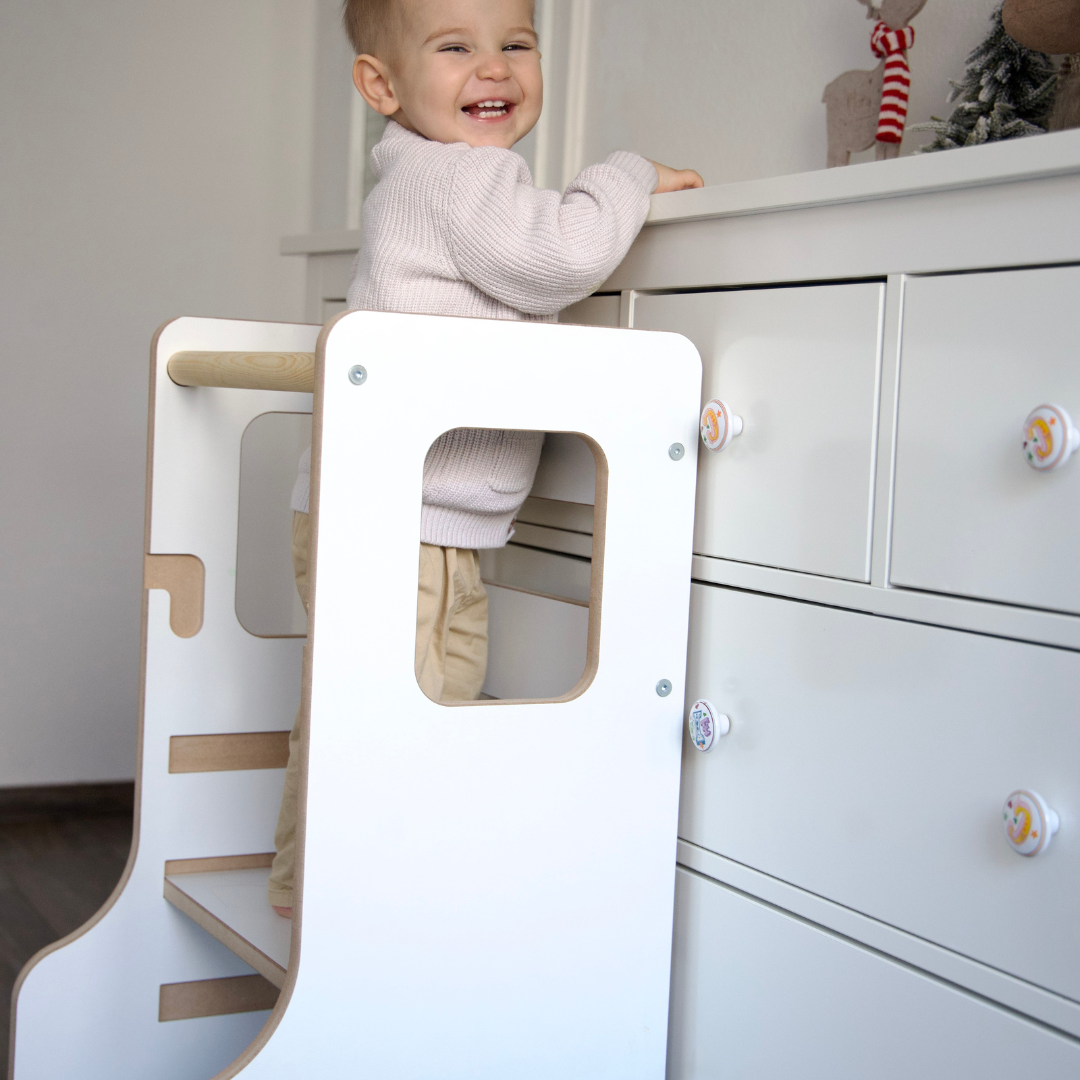 MeowBaby Montessori Küchenhelfer/Lernturm Solid