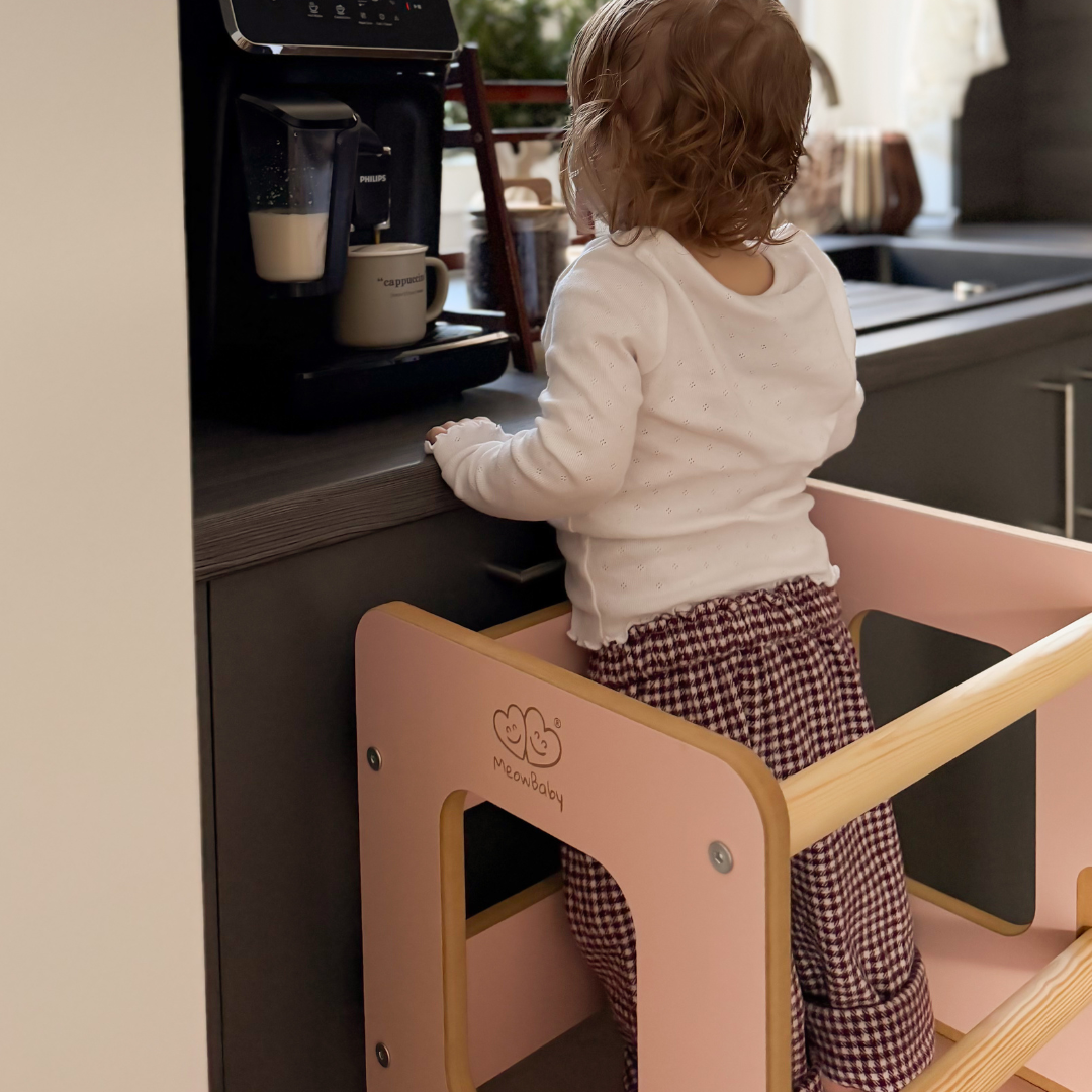 MeowBaby Montessori Küchenhelfer/Lernturm Solid