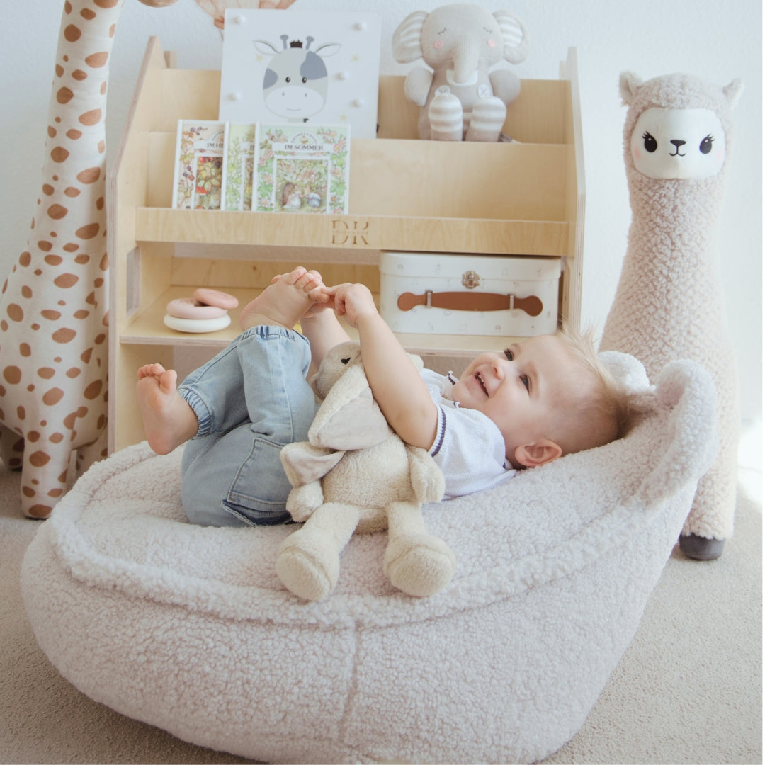 MeowBaby Beanbag Bearly Bear - cream/white