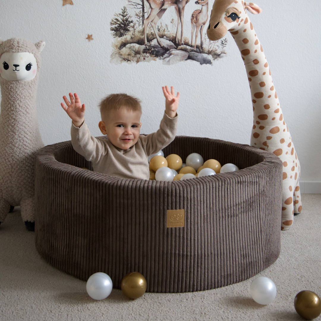 MeowBaby Ball Pit Aesthetic Cord ecru 90x30 cm, 200 balls - custom color selection