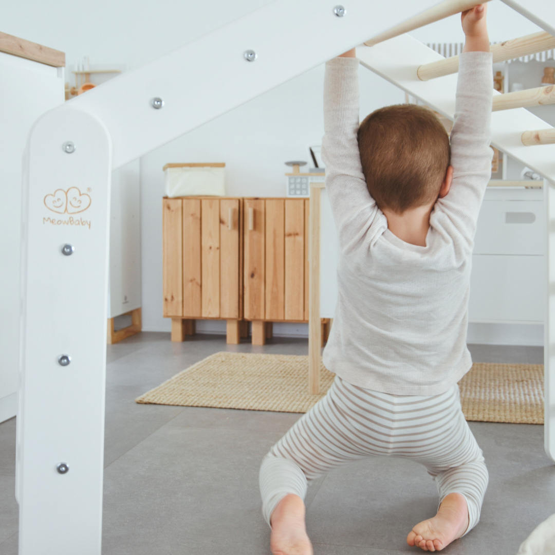 MeowBaby large climbing triangle 112x61x94 cm Pikler for children Montessori - white