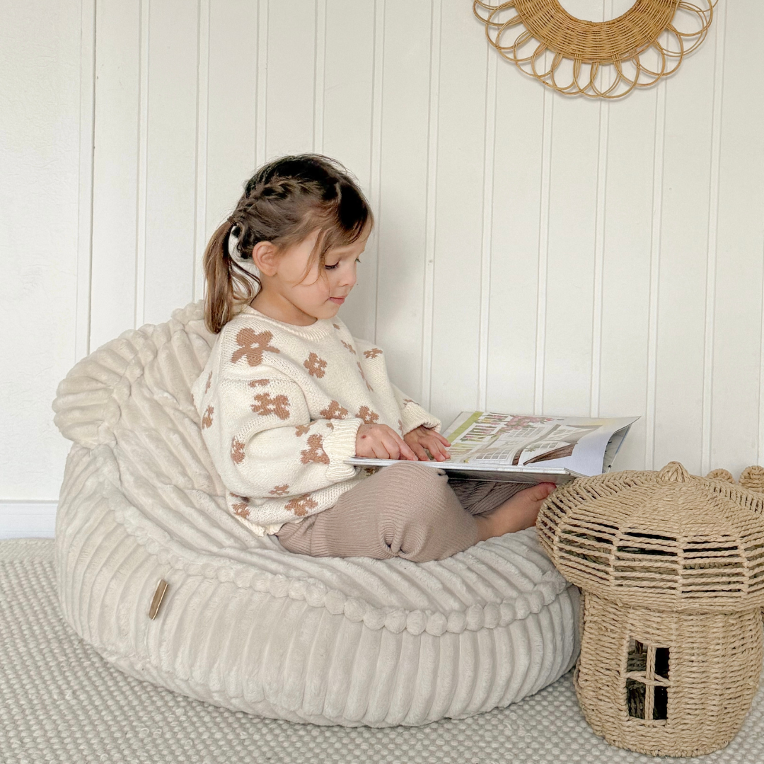 MeowBaby Sitzsack Bär Churros Plüsch-Cord