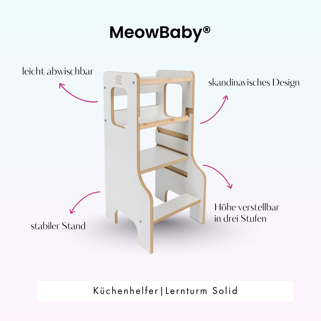 MeowBaby Montessori Küchenhelfer/Lernturm Solid