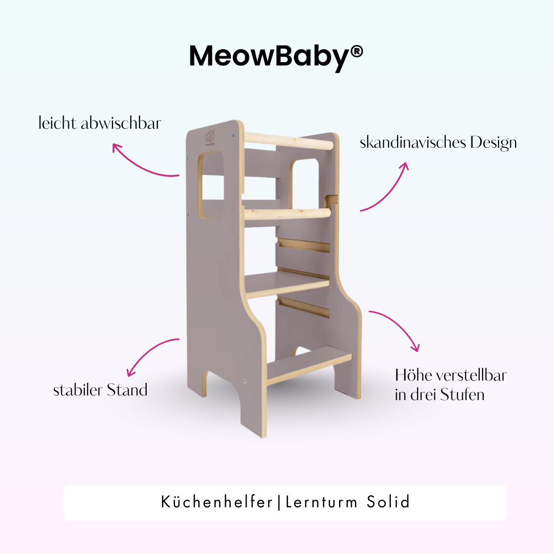 MeowBaby Montessori Küchenhelfer/Lernturm Solid