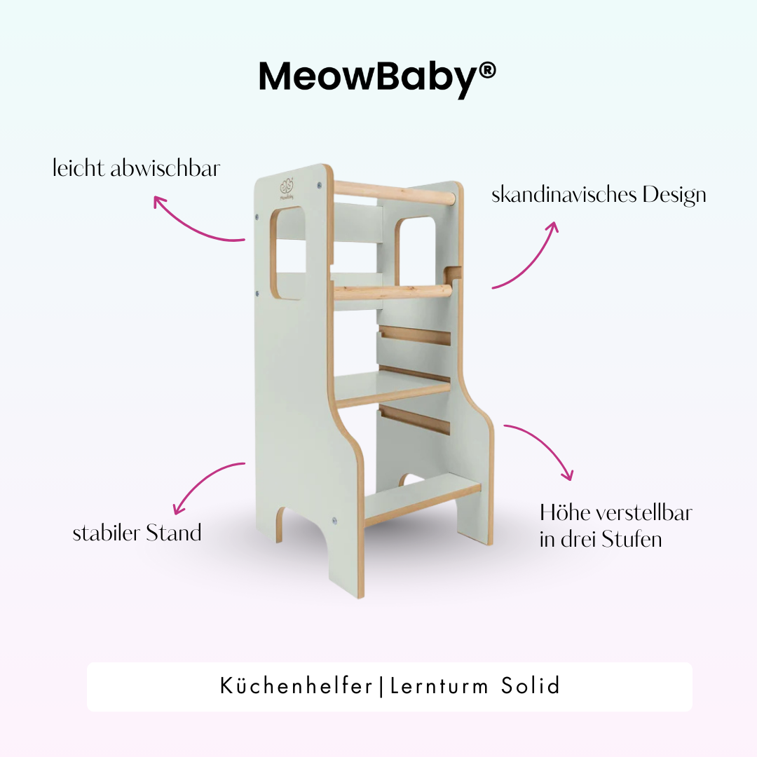 MeowBaby Montessori Küchenhelfer/Lernturm Solid
