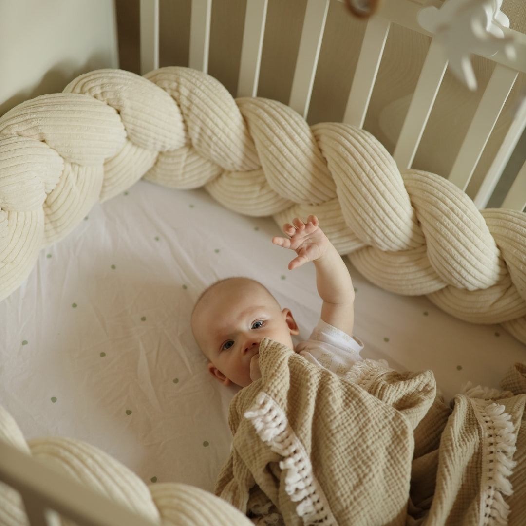 MeowBaby Geflochtene Bettschlange Cord, 3 m - Ästhetik vanilla