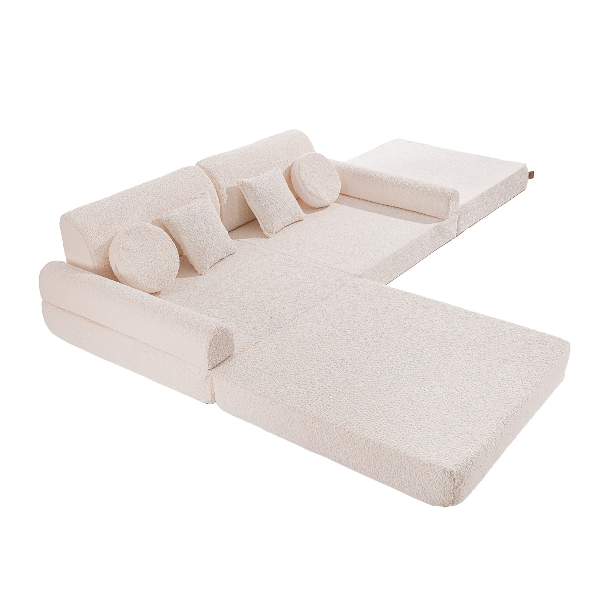 MeowBaby Play Sofa Premium Bouclé - cream/white
