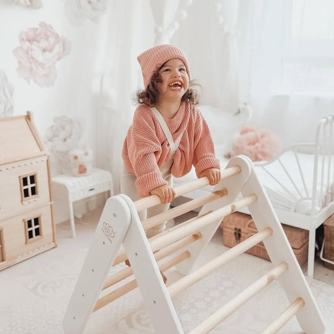 MeowBaby Kletterdreieck mit Rutsche 60x61 cm, Holz