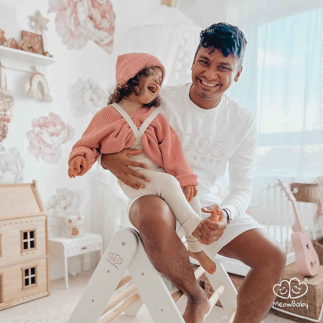 MeowBaby Kletterdreieck mit Rutsche 60x61 cm, Holz