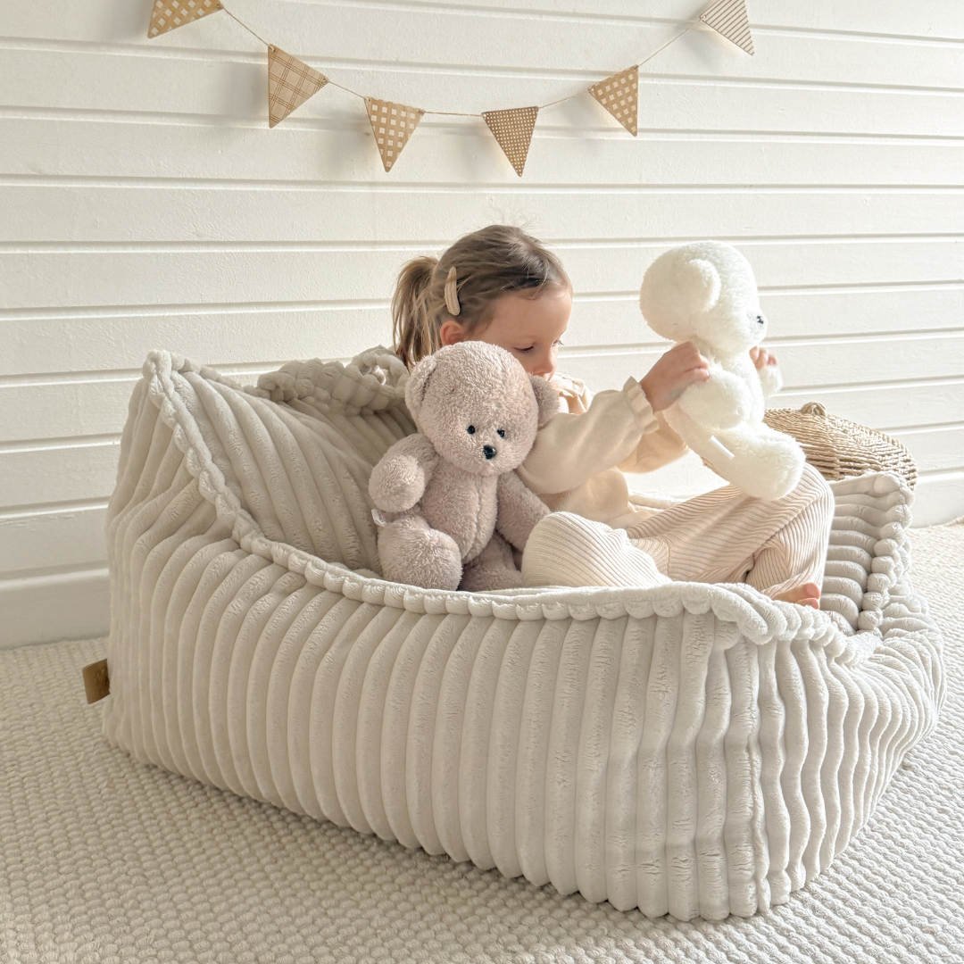 MeowBaby Children's Beanbag Churros Square - Cutton Beige