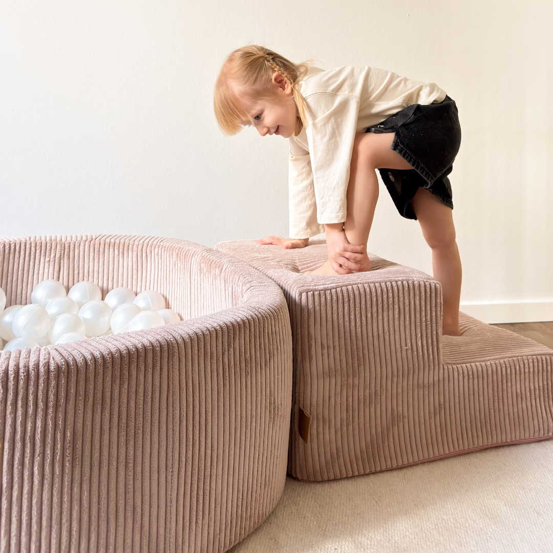 MeowBaby Schaumspielset Ästhetik Cord mit Bällebad, 200 Bälle - eigene Farbauswahl