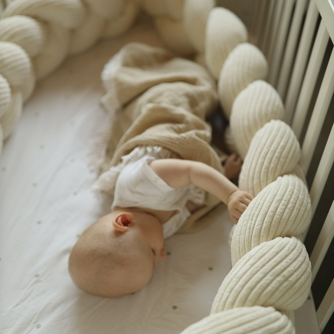MeowBaby Geflochtene Bettschlange Cord, 3 m - Ästhetik vanilla